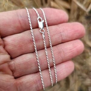 unisex 925 Silver Treasures Made in Italy Silver 18" Rope Chain Necklace Unisex